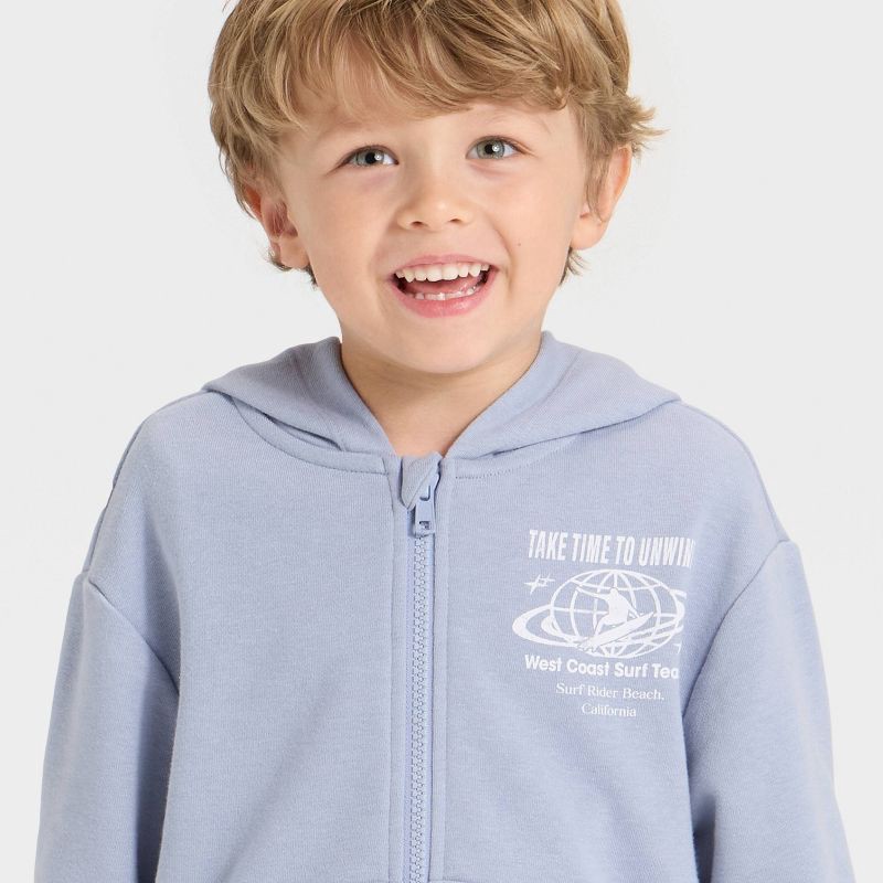 slide 2 of 4, Grayson Mini Toddler Boys' French Terry Zip-Up Hoodie - Blue 12M, 1 ct