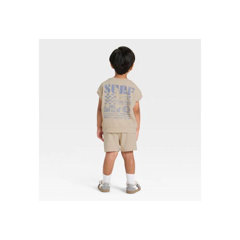 slide 2 of 4, Grayson Mini Toddler Boys' French Terry Shirt and Shorts Set - Tan 5T, 1 ct