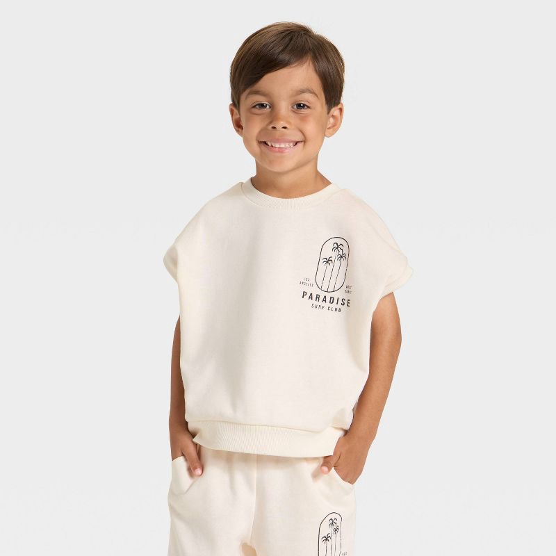 slide 4 of 4, Grayson Mini Toddler Boys' French Terry Shirt and Shorts Set - Cream 18M, 1 ct
