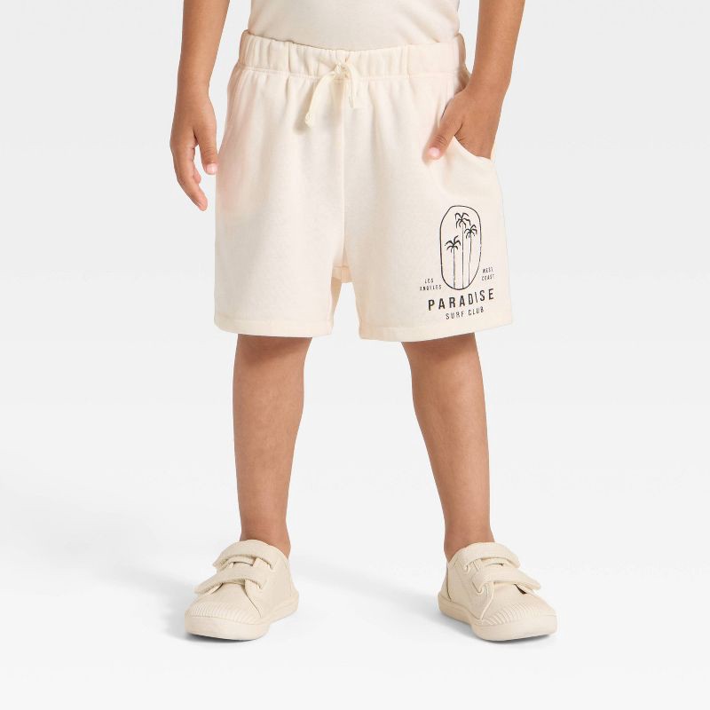slide 2 of 4, Grayson Mini Toddler Boys' French Terry Shirt and Shorts Set - Cream 18M, 1 ct
