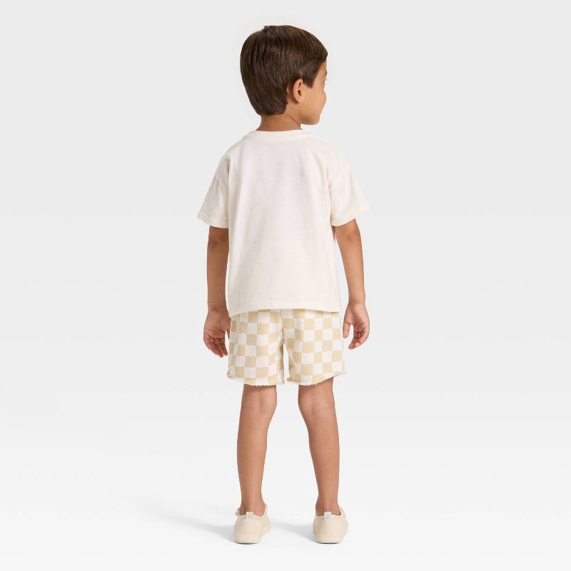 slide 4 of 4, Grayson Mini Toddler Boys' Short Sleeve T-Shirt and Shorts Set - Cream 5T, 1 ct