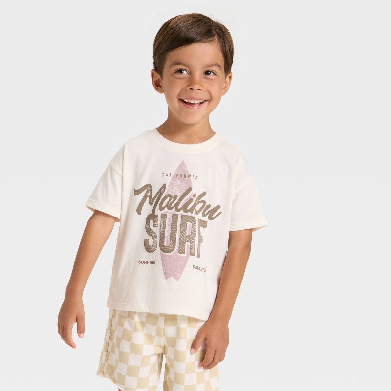 slide 3 of 4, Grayson Mini Toddler Boys' Short Sleeve T-Shirt and Shorts Set - Cream 5T, 1 ct