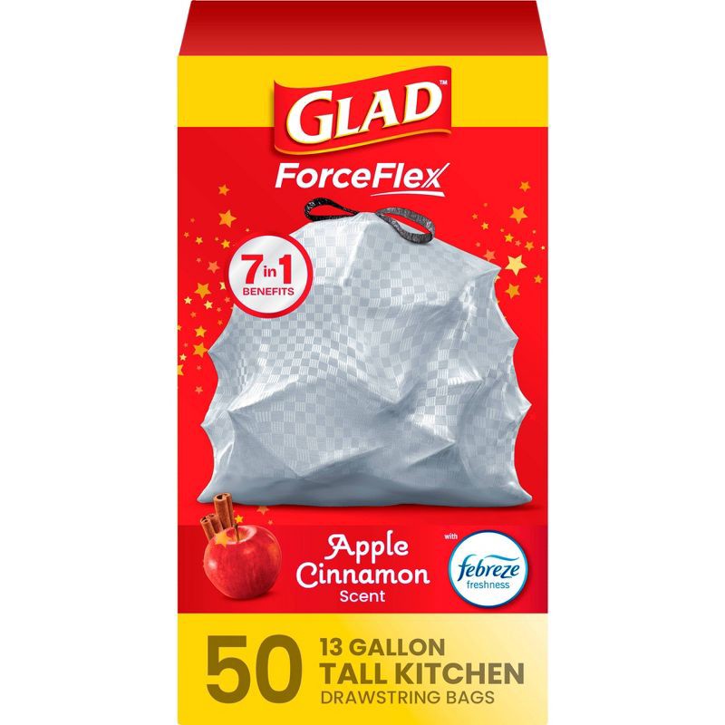 slide 1 of 13, Glad Trash Bags - Apple Cinnamon - 13gal/50ct, 13 gal; 50 ct