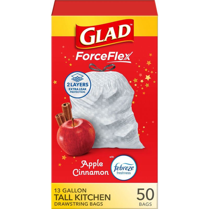 slide 1 of 11, Glad Trash Bags - Apple Cinnamon - 13gal/50ct, 13 gal, 50 ct