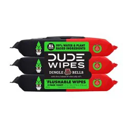Dude Wipes Dingle Bells Flushable Wipes - 3pk/48ct