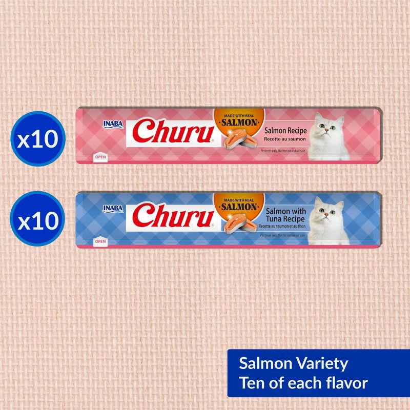 slide 3 of 9, Inaba Churu Salmon Flavor Variety Pack Lickable Cat Treats - 10oz/20ct, 20 ct; 10 oz