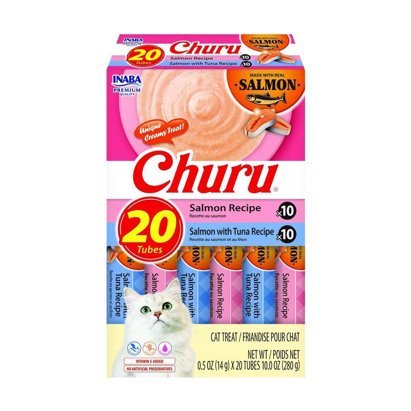 slide 1 of 7, Inaba Churu Salmon Flavor Variety Pack Lickable Cat Treats - 10oz/20ct, 20 ct; 10 oz