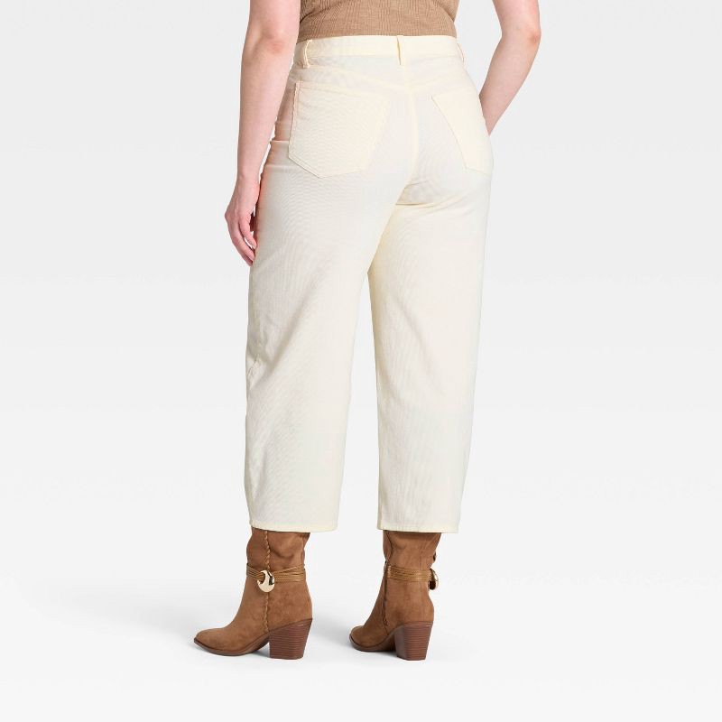 slide 5 of 5, Women's High-Rise Corduroy Barrel Jeans - Universal Thread™ Cream 4, 1 ct