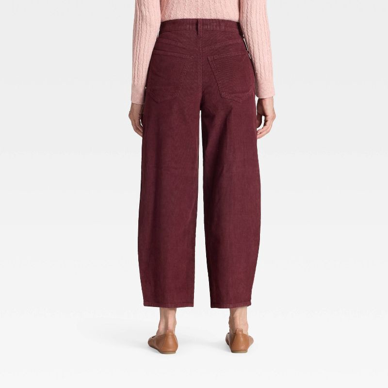 slide 2 of 5, Women's High-Rise Corduroy Barrel Jeans - Universal Thread™ Burgundy 8, 1 ct