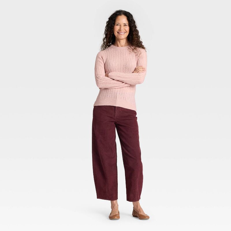 slide 3 of 5, Women's High-Rise Corduroy Barrel Jeans - Universal Thread™ Burgundy 12, 1 ct