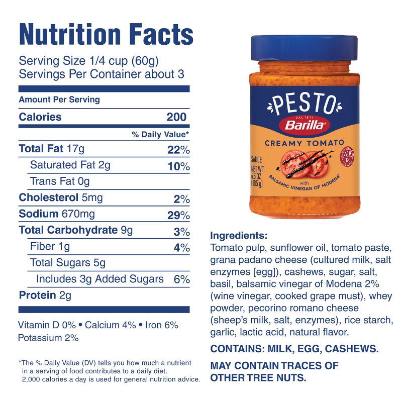 slide 5 of 5, Barilla Creamy Tomato Pesto Sauce - 6.5oz, 6.5 oz