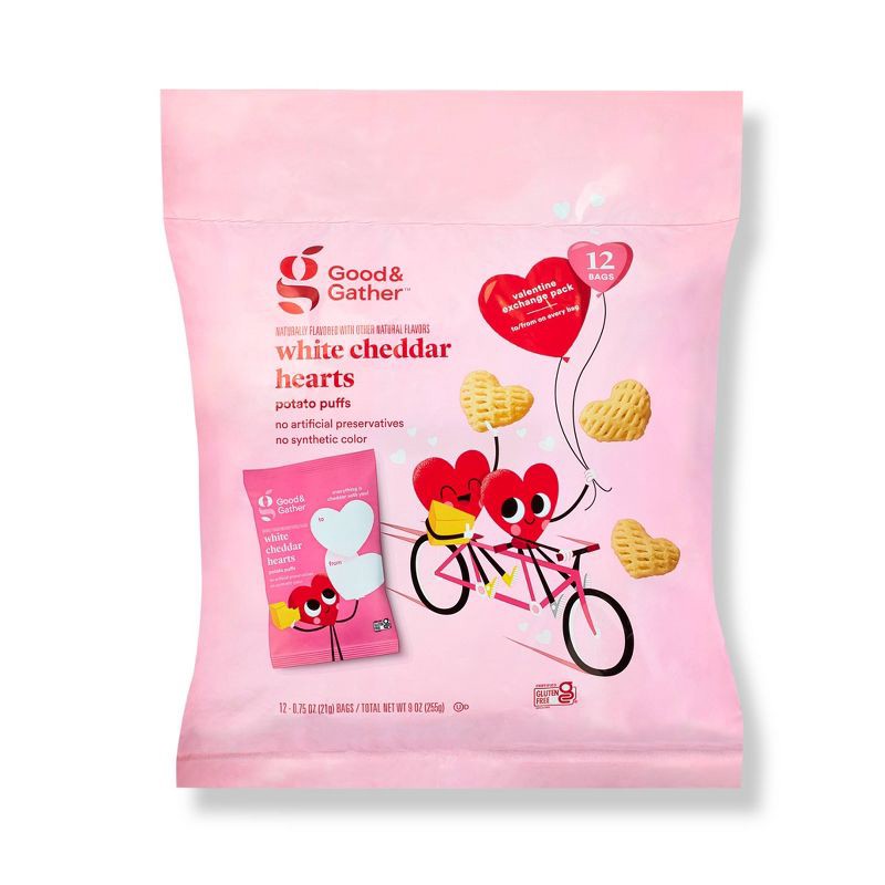slide 1 of 4, Valentine's Heart Snack Puffs - 9oz - Good & Gather™, 9 oz