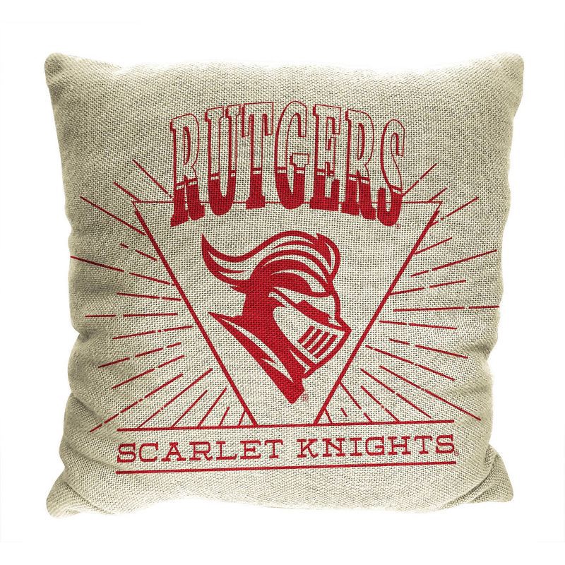 slide 1 of 5, NCAA 26 x 26 New Wave Woven Tapestry Pillow Rutgers Scarlet Knights, 1 ct