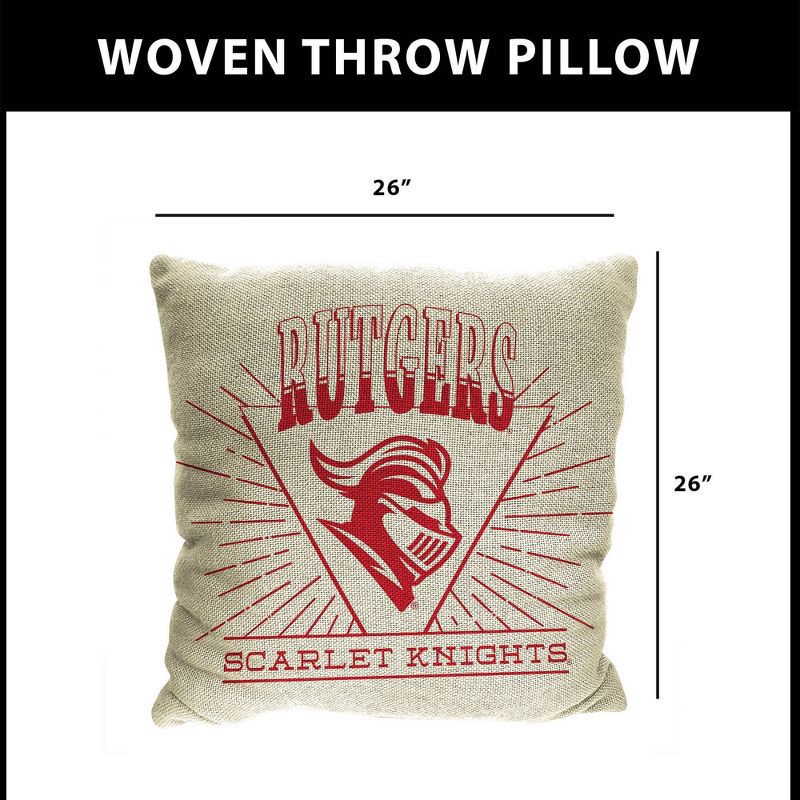 slide 5 of 5, NCAA 26 x 26 New Wave Woven Tapestry Pillow Rutgers Scarlet Knights, 1 ct