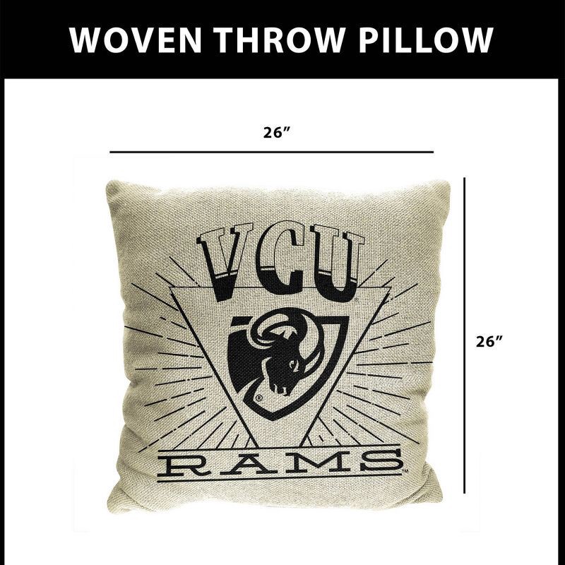 slide 3 of 5, NCAA 26 x 26 New Wave Woven Tapestry Pillow VCU Rams, 1 ct