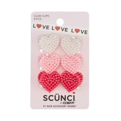 Scunci Mini Heart Bead Claw Clip, 6 Ct