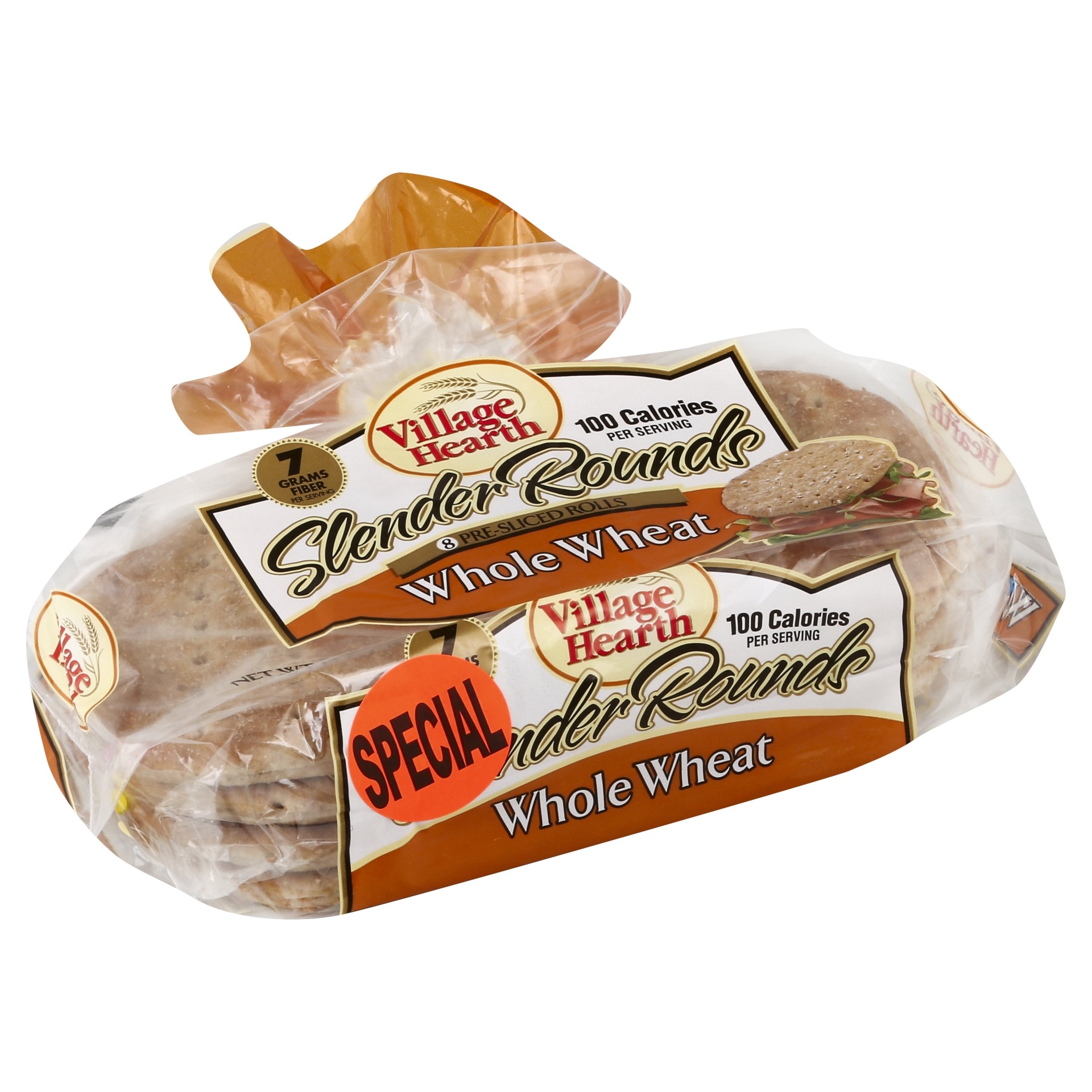 slide 1 of 1, Village Hearth Slender Rounds Whole Wheat, 12 oz