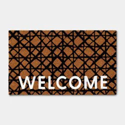 1'6"x2'6" Rectangle Outdoor Caning Flocked Door Mat Black - Threshold™