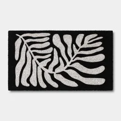 1'4"x2'4" Rectangle Outdoor Door Mat Fresh Black Ivory Leaf - Room Essentials™