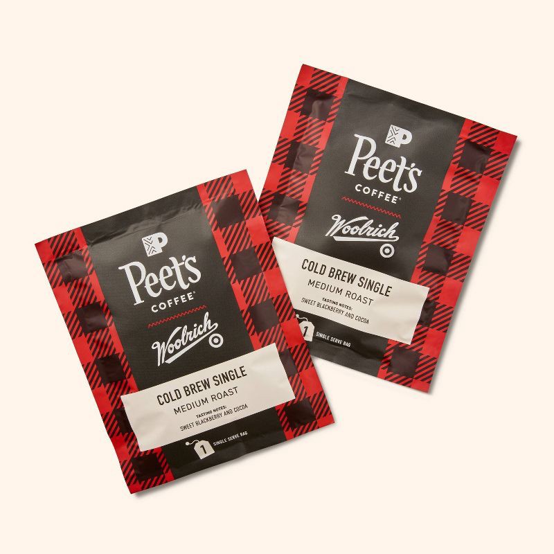 slide 4 of 4, Peet's Coffee Buffalo Check Blend Cold Brew Medium Roast Coffee Steep Bags - 5ct - Woolrich x Target, 5 ct