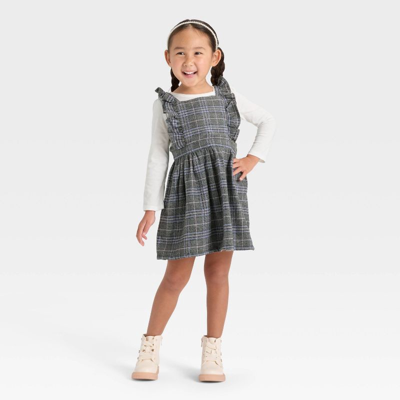 slide 3 of 4, OshKosh B'gosh Toddler Girls' Plaid Skirtall Set - Gray/White 12M, 1 ct