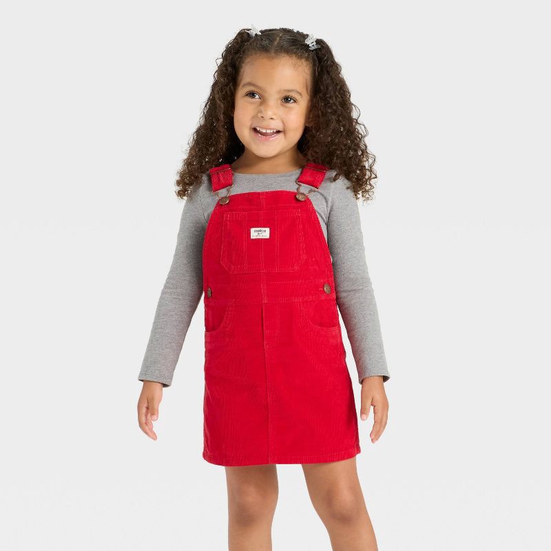 slide 1 of 4, OshKosh B'gosh Toddler Girls' Plaid Skirtall Set - Red 2T, 1 ct