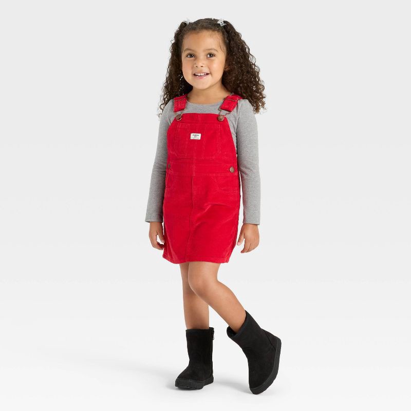 slide 3 of 4, OshKosh B'gosh Toddler Girls' Plaid Skirtall Set - Red 3T, 1 ct