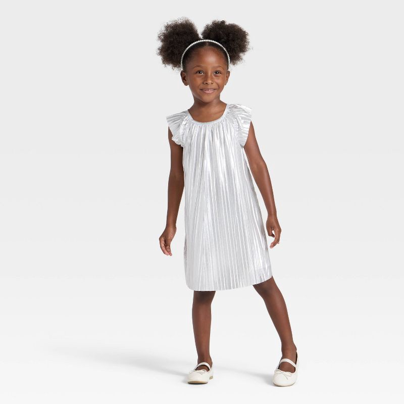 slide 3 of 4, OshKosh B'gosh Toddler Girls' Foil Dress - Silver 5T, 1 ct