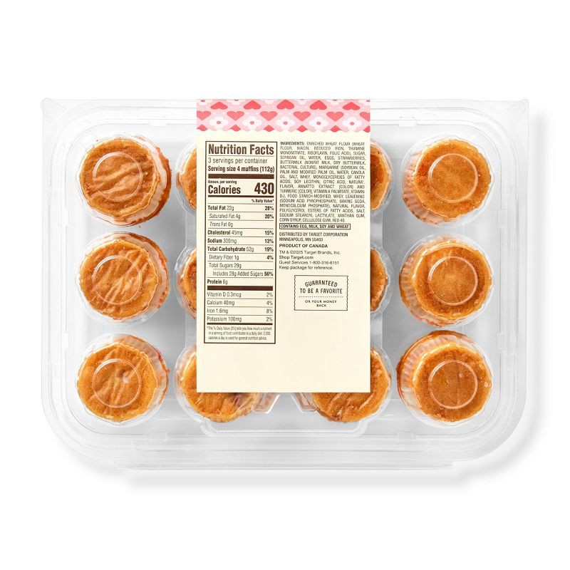 slide 2 of 3, Valentine's Day Pink Strawberry Mini Muffin - 11.8oz/12ct - Favorite Day™, 12 ct; 11.8 oz