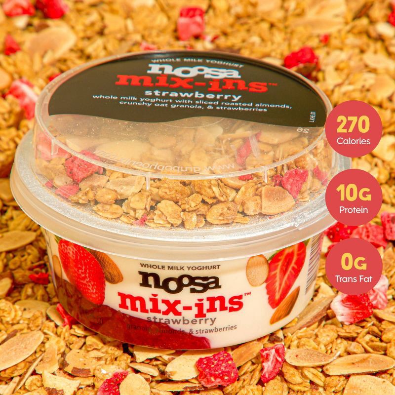 slide 4 of 8, noosa Strawberry Mix-ins Aussie Style Yogurt - 9g Protein 5.8oz, 9 gram, 5.8 oz