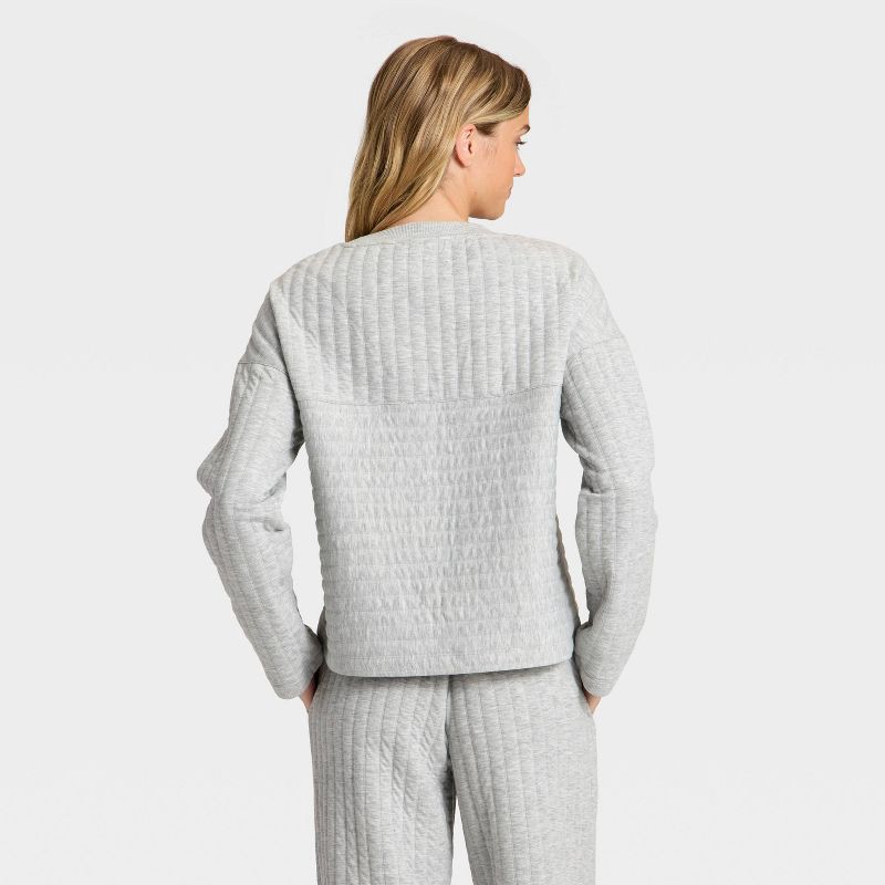 slide 2 of 3, Women's Quilted Lounge Sweatshirt - Auden™ Gray M, 1 ct