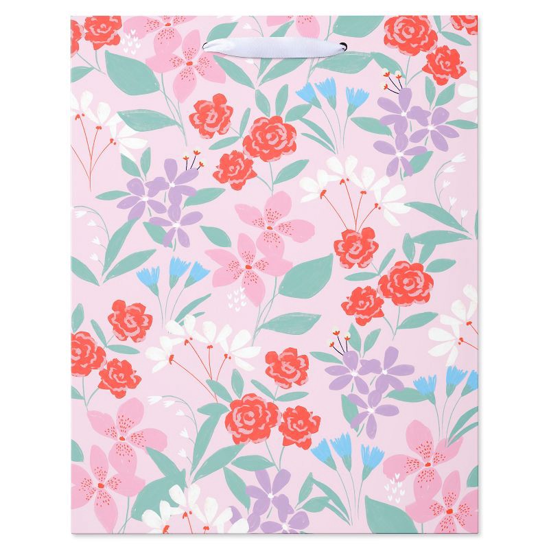 slide 2 of 6, American Greetings Valentine's Day Combo Medium Gift Bag Floral with Tissue Paper, 1 ct