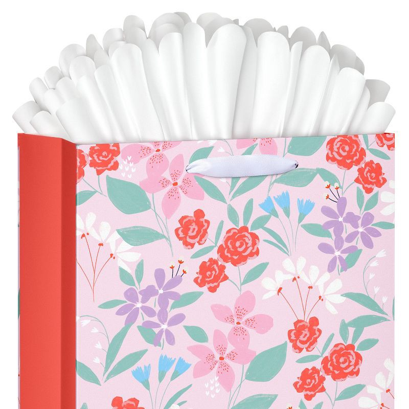 slide 3 of 6, American Greetings Valentine's Day Combo Medium Gift Bag Floral with Tissue Paper, 1 ct
