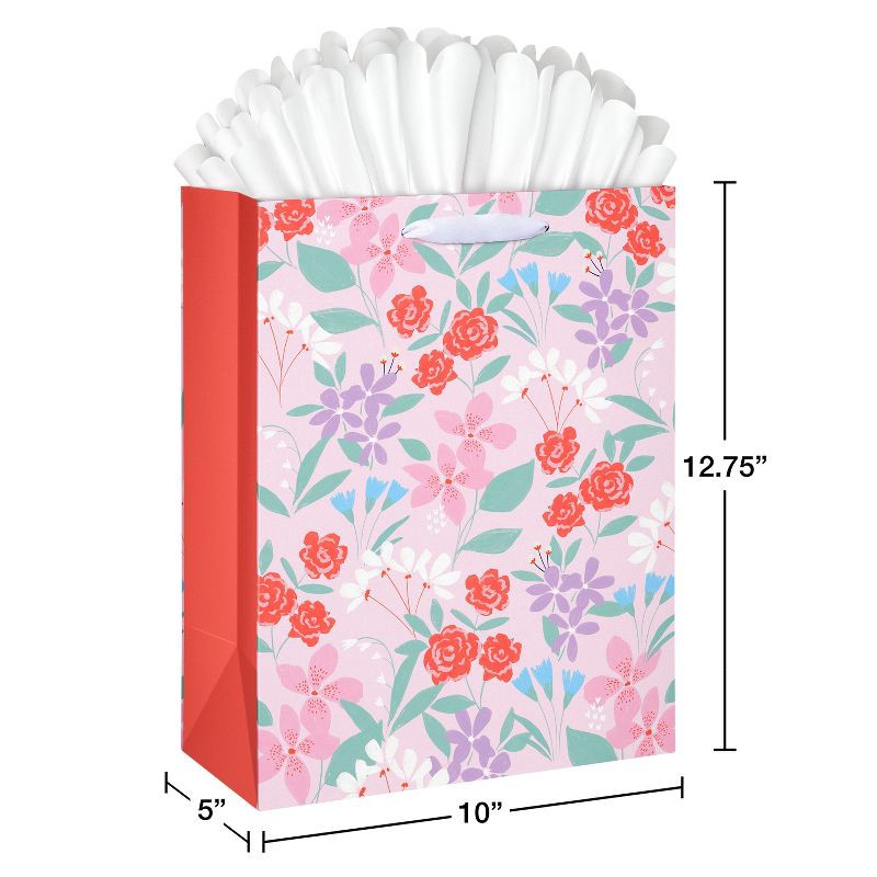 slide 4 of 6, American Greetings Valentine's Day Combo Medium Gift Bag Floral with Tissue Paper, 1 ct