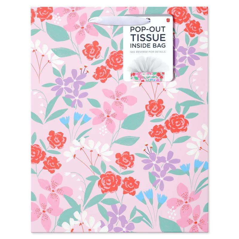slide 5 of 6, American Greetings Valentine's Day Combo Medium Gift Bag Floral with Tissue Paper, 1 ct