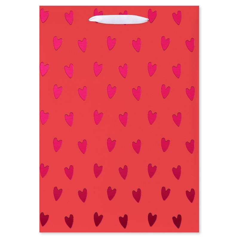 slide 2 of 5, American Greetings Valentine's Day Medium Gift Bag All Over Hearts on Red, 1 ct