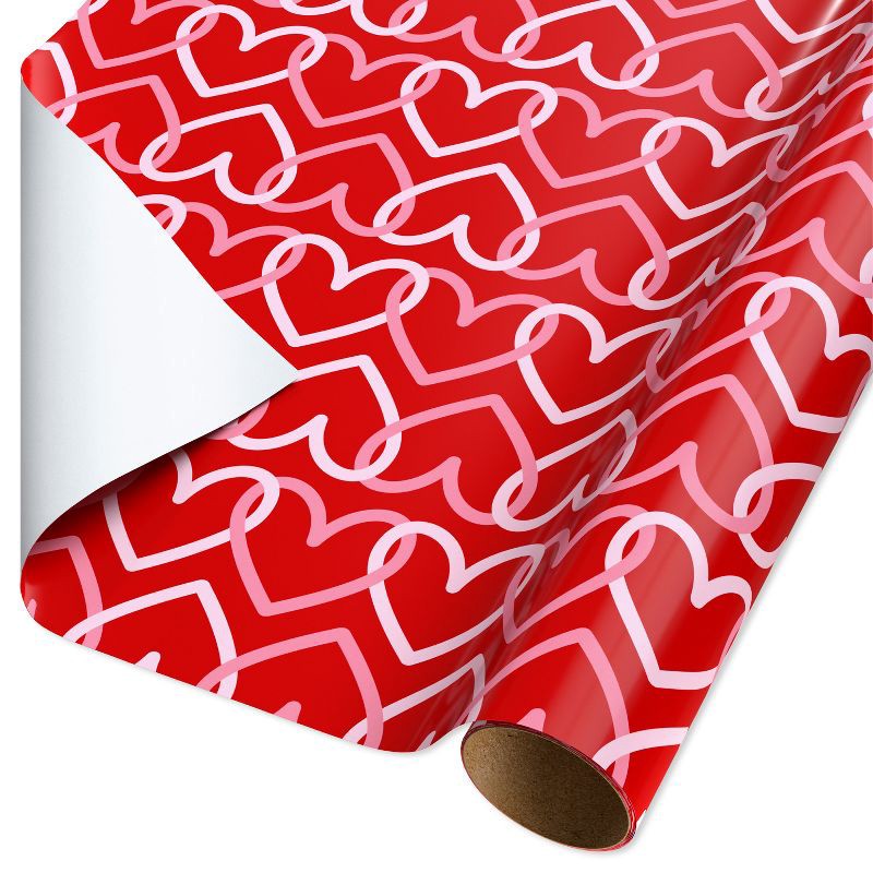 slide 2 of 5, American Greetings 96"x30" Valentine's Day Wrapping Paper Heart Chain 20 sq ft, 20 sq ft