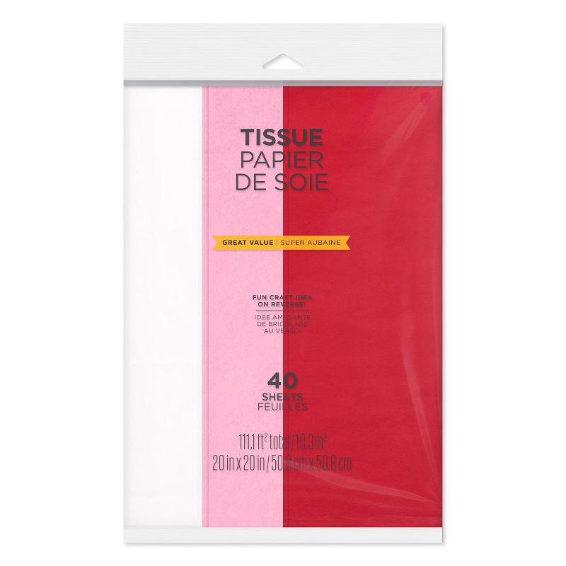 slide 6 of 7, American Greetings 40 Sheets Valentine's Day Tissue Paper Red Pink White, 1 ct