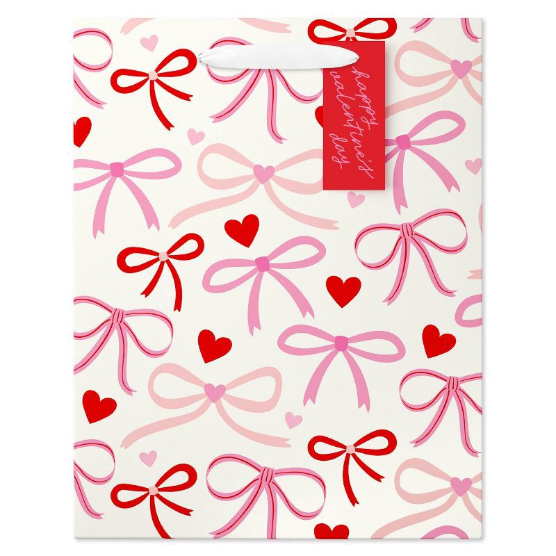 slide 2 of 5, American Greetings Valentine's Day Large Gift Bag All Over Bows, 1 ct