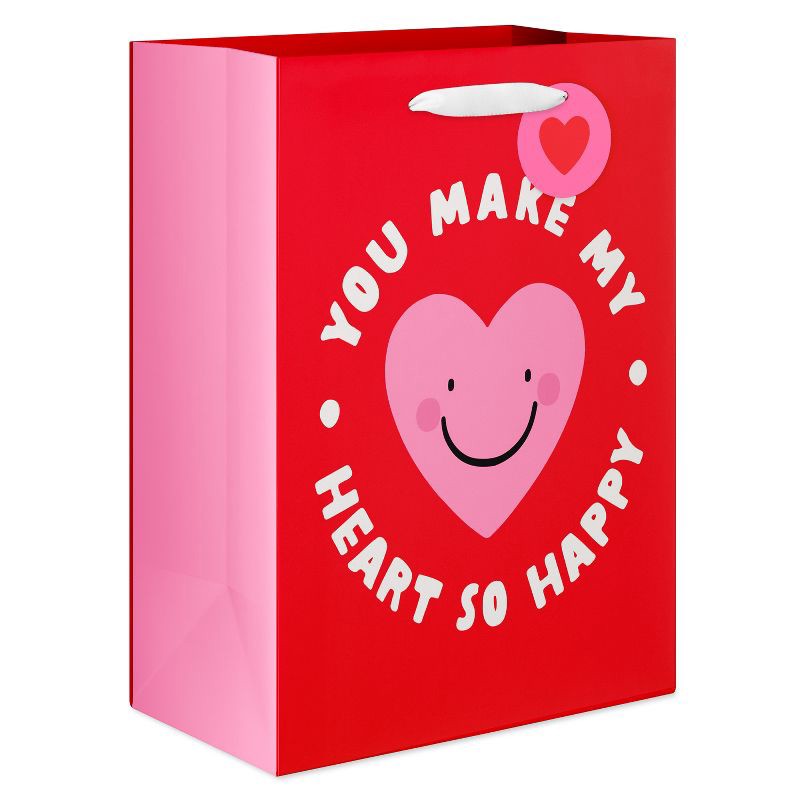 slide 1 of 5, American Greetings Valentine's Day Large Gift Bag Smiling Heart, 1 ct