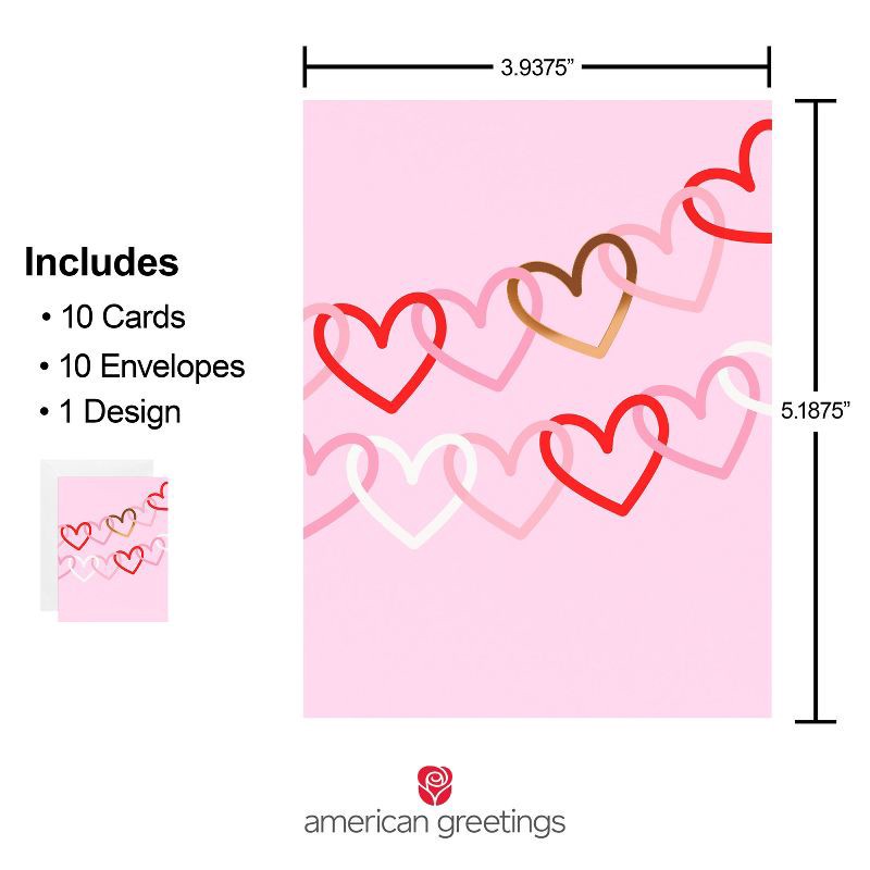 slide 2 of 5, American Greetings Valentine's Day Blank Note Cards Linked Hearts 10ct, 10 ct