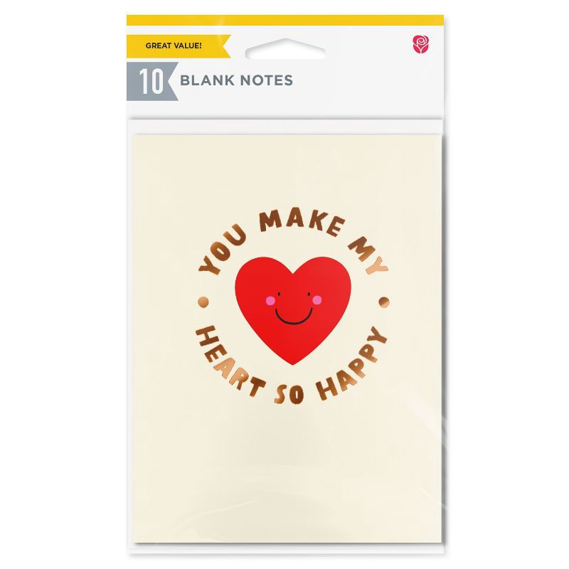 slide 4 of 5, American Greetings 10ct Blank Valentine's Day Card Pack with Envelopes, Smiling Heart, 10 ct