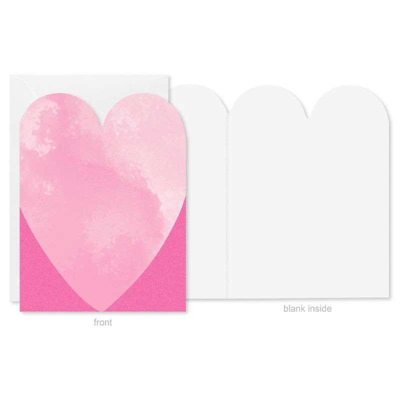 slide 3 of 5, American Greetings 10ct Blank Valentine's Day Card Pack with Envelopes, Pink Watercolor Heart, 10 ct