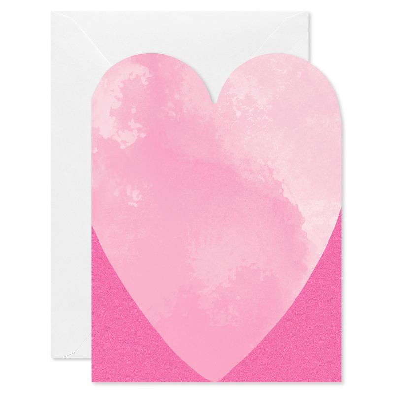 slide 1 of 5, American Greetings 10ct Blank Valentine's Day Card Pack with Envelopes, Pink Watercolor Heart, 10 ct