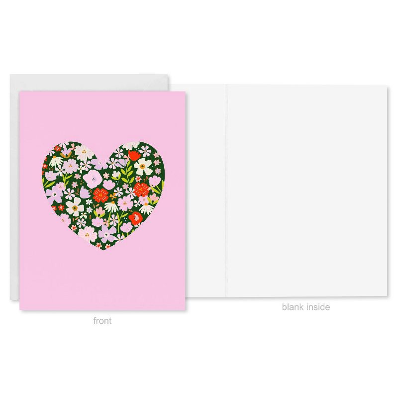 slide 3 of 5, American Greetings 10ct Spring Blank Note Cards Floral Heart, 10 ct