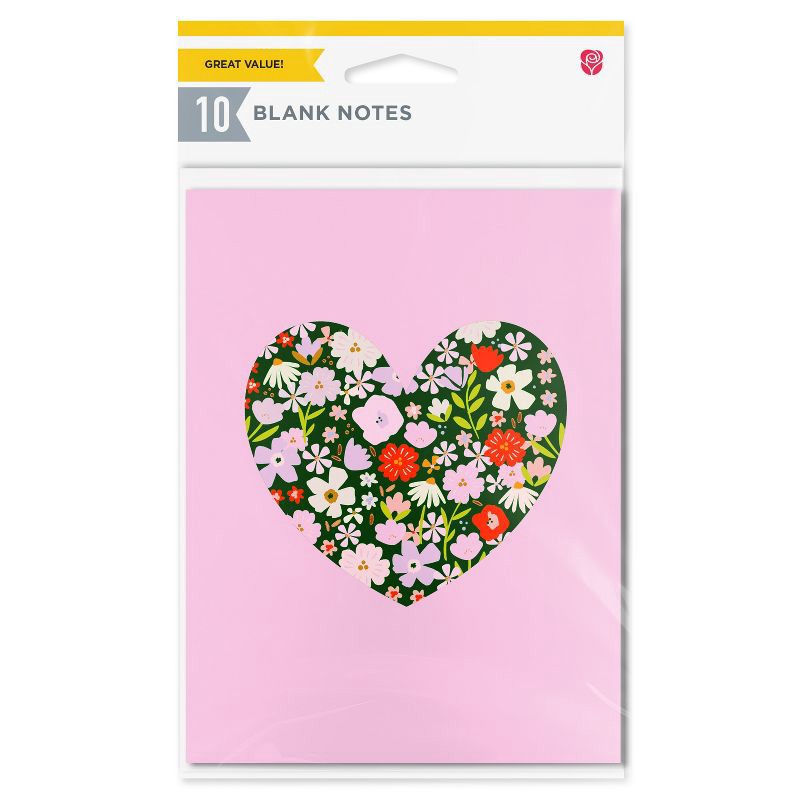 slide 4 of 5, American Greetings 10ct Spring Blank Note Cards Floral Heart, 10 ct