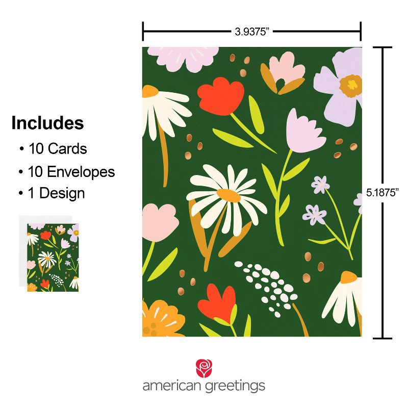 slide 2 of 5, American Greetings 10ct Spring Blank Note Cards Tossed Florals, 10 ct