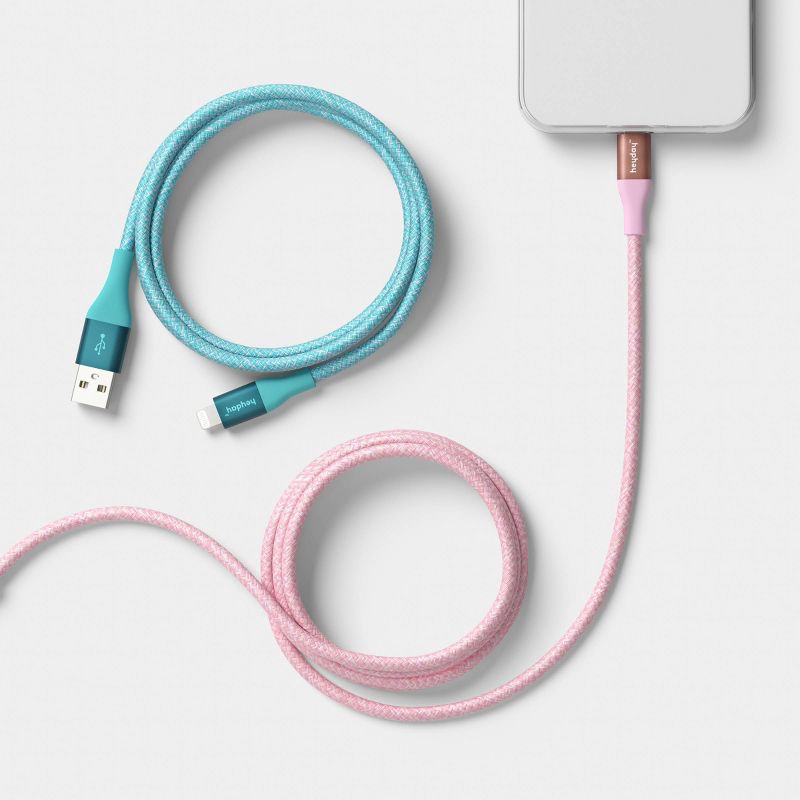 slide 2 of 3, 4ft USB-A to USB-Lightning Cable 2pk - heyday™ Bright Lilac Turquoise, 2 ct; 4 ft