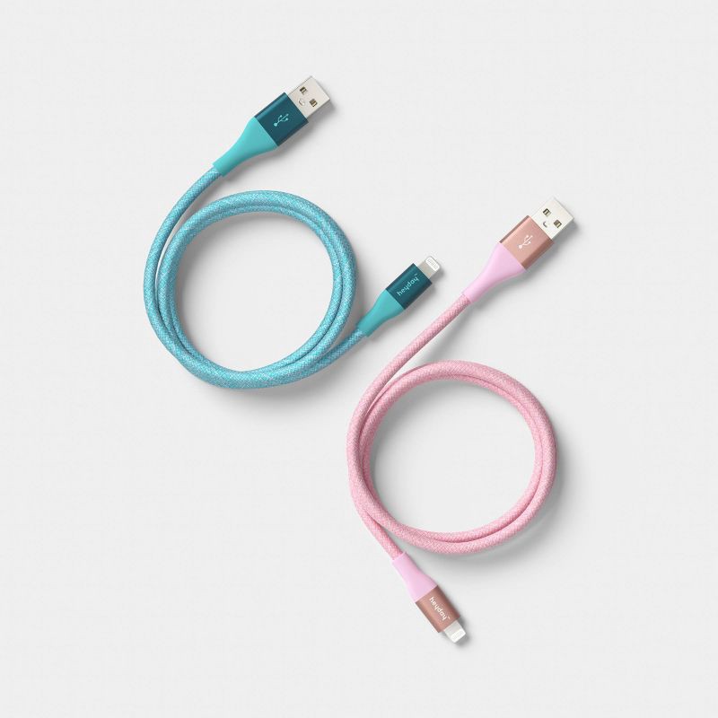 slide 3 of 3, 4ft USB-A to USB-Lightning Cable 2pk - heyday™ Bright Lilac Turquoise, 2 ct; 4 ft