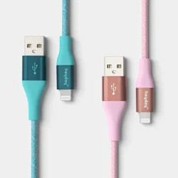 4ft USB-A to USB-Lightning Cable 2pk - heyday™ Bright Lilac Turquoise